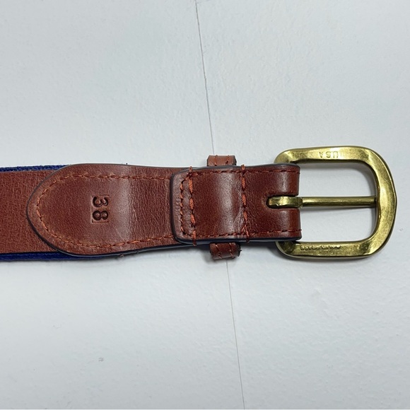 SMATHERS & BRANSON Men's Leather Belt Hand Stitched Blue Cups "C" 1898 Size 38 - Picture 3 of 11